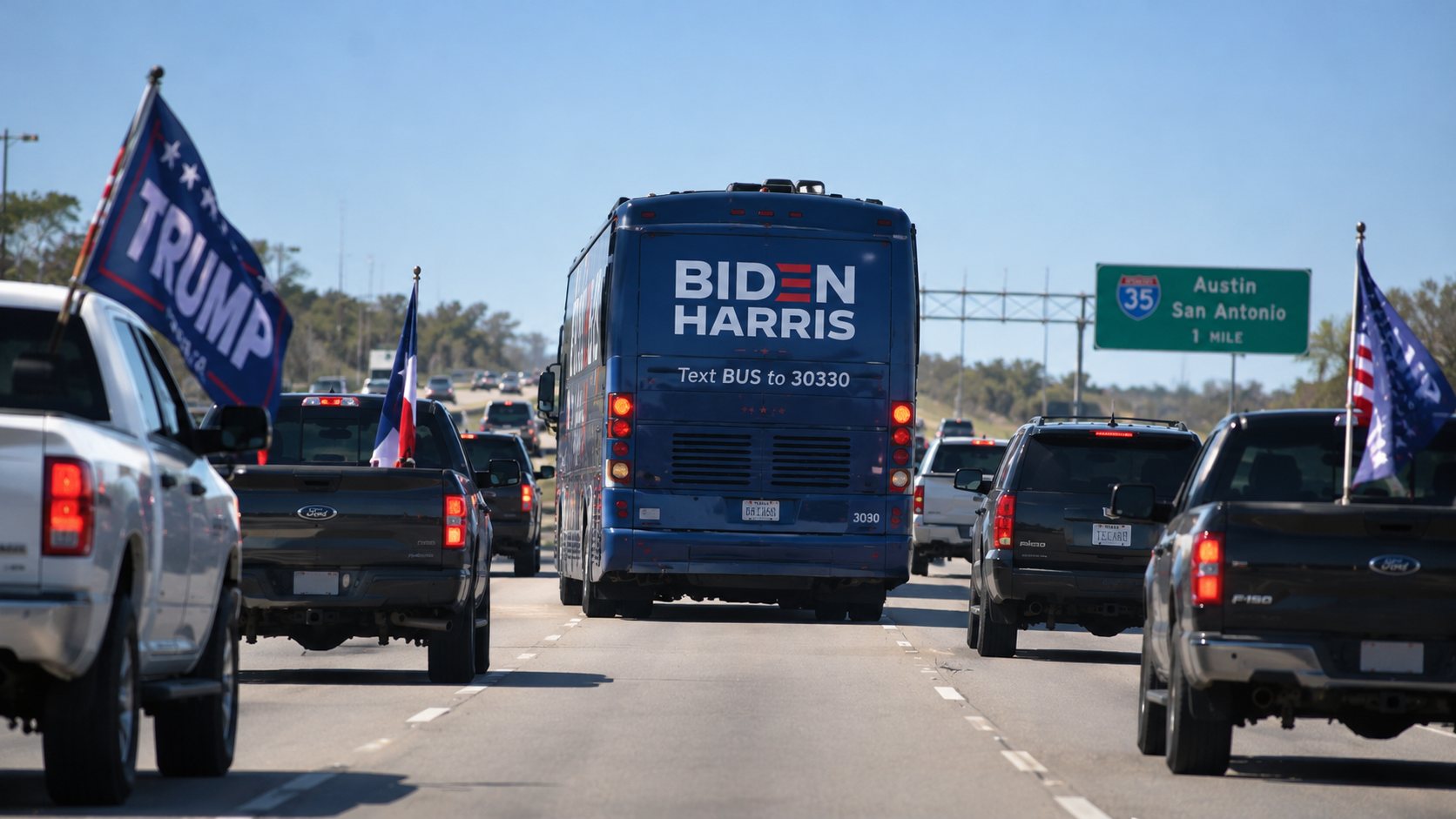 FBI Investigates Trump Supporters Who Surrounded Biden Campaign Bus in Texas — article image